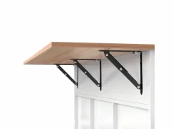 Hot OKWISH Isla central móvil con mesa plegable, 3 puertas y 2 cajones de almacenamiento - Blanco