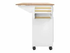 New Merax Isla de cocina - 110 x 45-75 x 92 cm - carrito de servicio extraíble - con 5 cajones + 2 puertas - MDF - Blanco