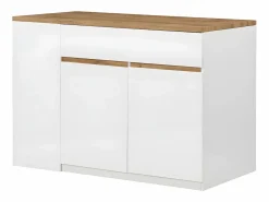 Online Isla de cocina atemporal - MDF - 130 cm de largo - Blanco y Natural - MEILI Isla Cocina