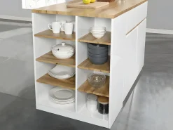 Online Isla de cocina atemporal - MDF - 130 cm de largo - Blanco y Natural - MEILI Isla Cocina