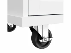 Outlet Isla de cocina blanca de 5 cajones - Carrito de cocina de 1 puerta con 3 compartimentos abiertos - Especiero y toallero Isla Cocina