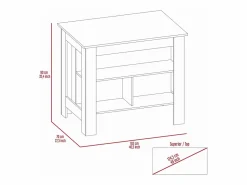 TuHome Isla de cocina Cala con tres estantes y cuatro patas , 89.91 cm X 102.87 cm X 69.85 cm , Blanco / Ibiza