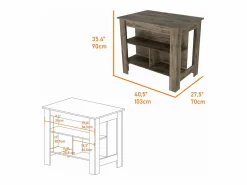 Clearance Isla de cocina Cala en melamina con 3 estantes , marron , 90 cm X 103 cm X 70 cm Isla Cocina