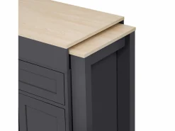 Clearance ModernLuxe Isla de cocina central - con 4 puertas y 2 cajones - tablero extensible - con ruedas - 180,5×45×92,2 cm - Gris