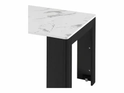 Clearance ModernLuxe Isla de cocina central - con USB y LED - con mesa de comedor desmontable y extensible - textura de mármol - con 1 puerta - + blanco Negro