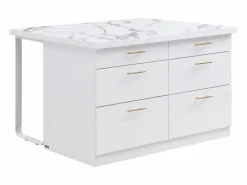 Online Isla de cocina con 6 cajones de MDF y metal - Efecto mármol - ALEGRITA Isla Cocina