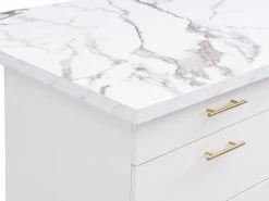 Online Isla de cocina con 6 cajones de MDF y metal - Efecto mármol - ALEGRITA Isla Cocina
