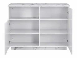 Vente-unique Isla de cocina con 2 puertas y 1 estante de MDF - Efecto mármol - CORELINA Blanco