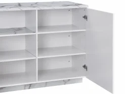 Vente-unique Isla de cocina con 2 puertas y 1 estante de MDF - Efecto mármol - CORELINA Blanco