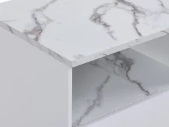 Vente-unique Isla de cocina con 2 puertas y 1 estante de MDF - Efecto mármol - CORELINA Blanco