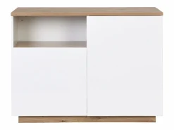Vente-unique Isla de cocina con 2 puertas y 1 estante de MDF - Natural y blanco CORELINA