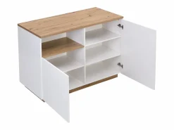 Vente-unique Isla de cocina con 2 puertas y 1 estante de MDF - Natural y blanco CORELINA