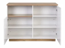 Vente-unique Isla de cocina con 2 puertas y 1 estante de MDF - Natural y blanco CORELINA