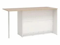 Online Isla de cocina con 2 puertas, 1 cajón y 2 huecos - Blanco y natural - TUNORI Isla Cocina
