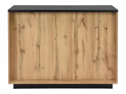 Discount Vente-unique Isla de cocina con 2 puertas y 1 estante de MDF - Natural y negro - CORELINA Negro / Color natural claro