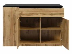 Isla de cocina con almacenaje - Negro y Natural - MEILI Isla Cocina