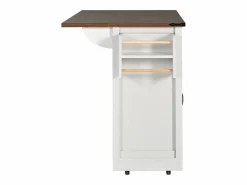 Outlet Isla de cocina con encimera abatible - Carrito de cocina con 2 puertas correderas y 3 cajones - toallero y portavasos - Isla Cocina