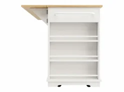 Clearance Isla de cocina con encimera abatible, carrito de cocina con toma de corriente, MDF y metal, y natural (151,5x59,7x91,7 cm) Isla Cocina