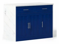 Best Isla de cocina con puerto USB, 3 puertas y 2 cajones - MDF - Blanca y - para salón y cocina Isla Cocina