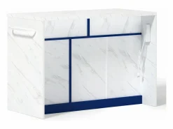 Best Isla de cocina con puerto USB, 3 puertas y 2 cajones - MDF - Blanca y - para salón y cocina Isla Cocina