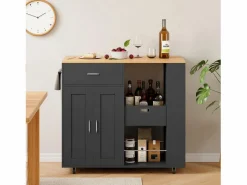 New Isla de cocina con ruedas, carrito de cocina móvil con encimera y almacenaje, mueble de almacenaje, 102 × 46 × 92 cm, Isla Cocina