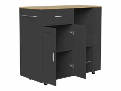 New Isla de cocina con ruedas, carrito de cocina móvil con encimera y almacenaje, mueble de almacenaje, 102 × 46 × 92 cm, Isla Cocina