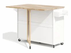 Hauss Spole Isla de cocina con ruedas 137x43/76 cm con 3 cajones y 2 puertas - y madera