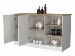 Outlet TuHome Isla de cocina Ginger en melamina con 7 estantes y 2 puertas , , 90.6 cm X 150 cm X 67 cm Multicolor