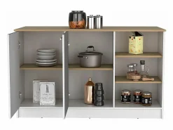 Outlet TuHome Isla de cocina Ginger en melamina con 7 estantes y 2 puertas , , 90.6 cm X 150 cm X 67 cm Multicolor