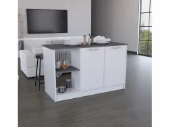 TuHome Isla de cocina Juniper en melamina con 2 puertas y 6 estantes , multicolor , 90 cm X 150 cm X 64 cm