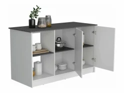 TuHome Isla de cocina Juniper en melamina con 2 puertas y 6 estantes , multicolor , 90 cm X 150 cm X 64 cm