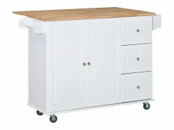 Homcom Isla de cocina Kalos extensible con ruedas 92,5x128,8x75,5 cm
