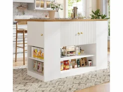 Merax Isla de cocina moderna - 140 x 40 x 90 cm - con cajones + estantes + puertas - MDF + metal -