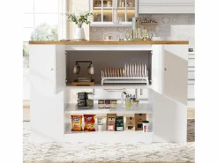 Merax Isla de cocina moderna - 140 x 40 x 90 cm - con cajones + estantes + puertas - MDF + metal -