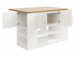 Merax Isla de cocina moderna - 140 x 40 x 90 cm - con cajones + estantes + puertas - MDF + metal -