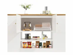 Merax Isla de cocina moderna - 140 x 40 x 90 cm - con cajones + estantes + puertas - MDF + metal -