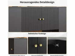 Hot Merax Isla de cocina moderna - 140 x 40 x 90 cm - mueble de cocina - con 2 cajones + 3 puertas - MDF - Negro