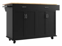 Hot Isla de cocina moderna, encimera abatible, mueble de almacenaje, acabado madera MDF, color (106x50x90,5 cm) Isla Cocina