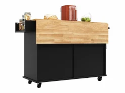 Hot Isla de cocina moderna, encimera abatible, mueble de almacenaje, acabado madera MDF, color (106x50x90,5 cm) Isla Cocina
