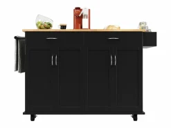 Hot Isla de cocina moderna, encimera abatible, mueble de almacenaje, acabado madera MDF, color (106x50x90,5 cm) Isla Cocina
