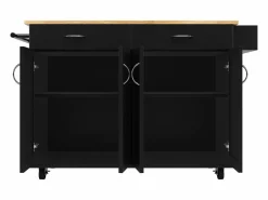Hot Isla de cocina moderna, encimera abatible, mueble de almacenaje, acabado madera MDF, color (106x50x90,5 cm) Isla Cocina