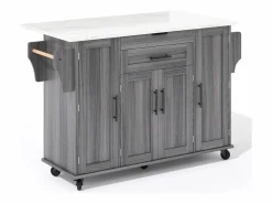 ModernLuxe Isla de cocina móvil - encimera extensible - con estante para especias y toallero - con 2 cajones y 4 puertas - MDF -