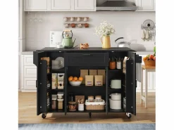 ModernLuxe Isla de cocina móvil - encimera extensible - con toallero - con 1 cajón y 4 puertas - MDF -