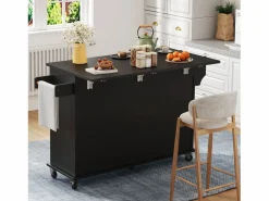 ModernLuxe Isla de cocina móvil - encimera extensible - con toallero - con 1 cajón y 4 puertas - MDF -