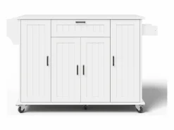 ModernLuxe Isla de cocina móvil - encimera extensible - con toallero - con 1 cajón y 4 puertas - MDF -