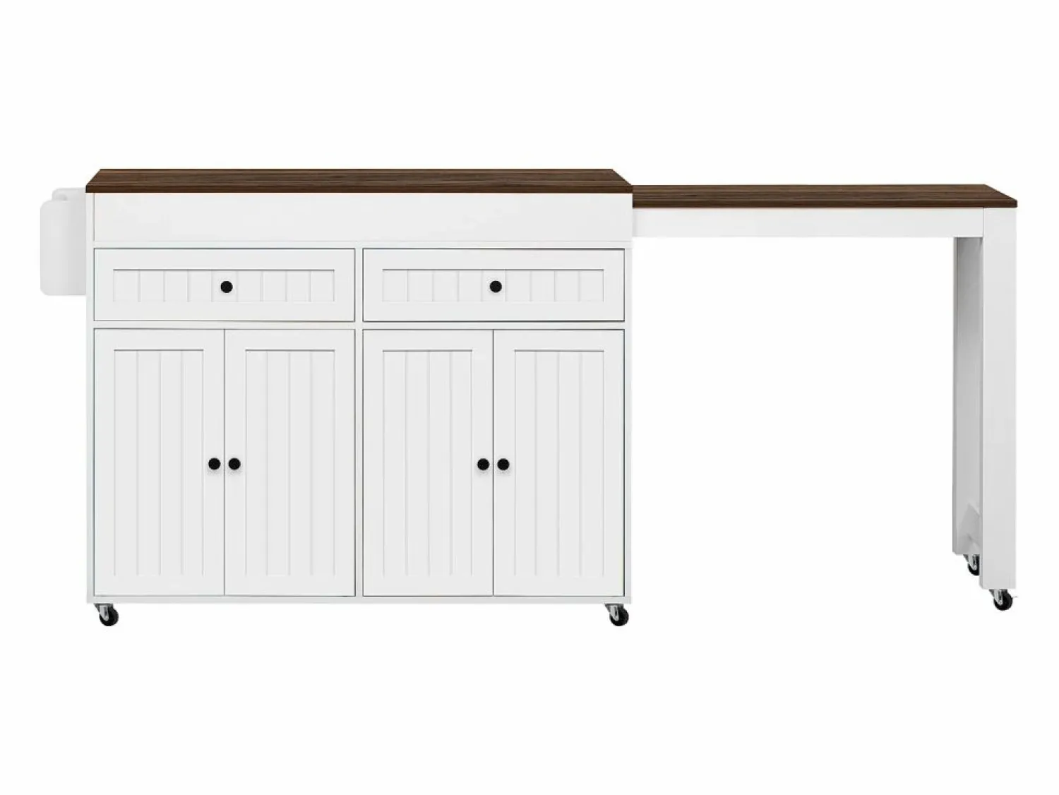 Sale Isla de cocina móvil blanca - Carrito de cocina con 4 puertas y 2 cajones - Superficie extensible y especiero Isla Cocina