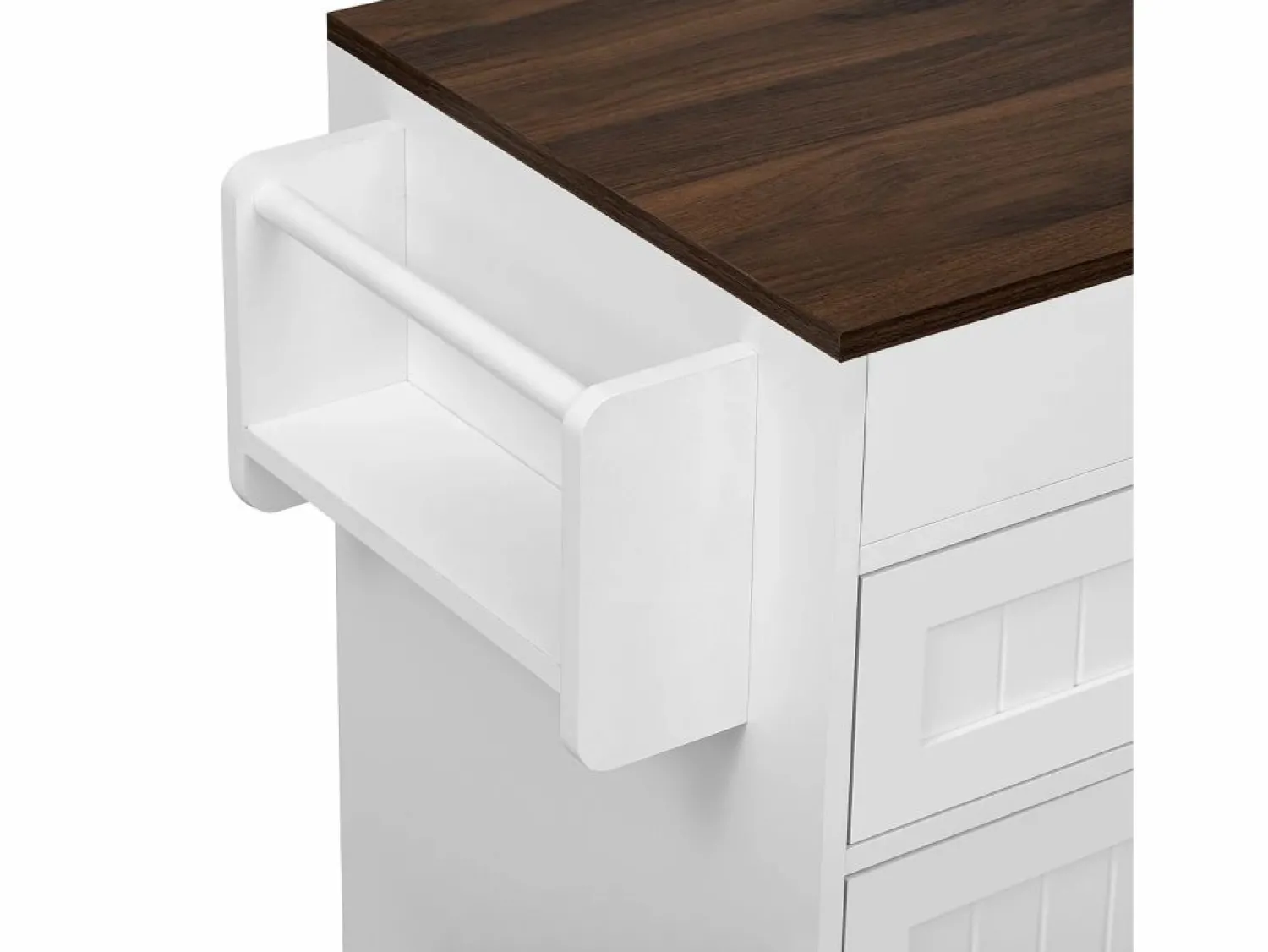 Sale Isla de cocina móvil blanca - Carrito de cocina con 4 puertas y 2 cajones - Superficie extensible y especiero Isla Cocina
