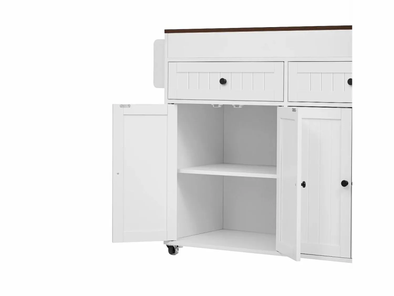 Sale Isla de cocina móvil blanca - Carrito de cocina con 4 puertas y 2 cajones - Superficie extensible y especiero Isla Cocina