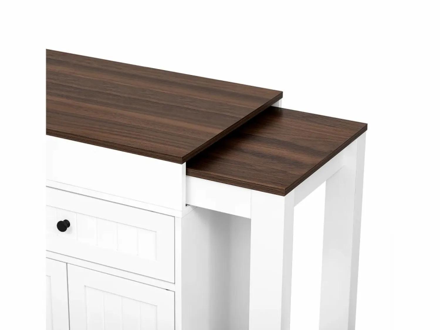 Sale Isla de cocina móvil blanca - Carrito de cocina con 4 puertas y 2 cajones - Superficie extensible y especiero Isla Cocina