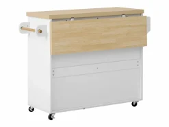 Sale Isla de cocina móvil con 2 puertas de cristal y 3 cajones - Mesa extensible - Isla Cocina